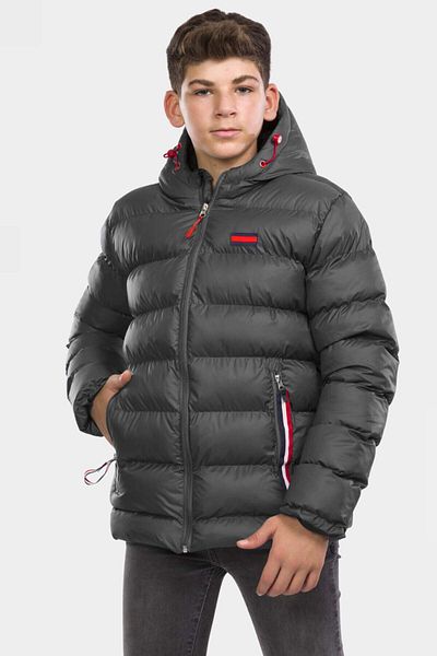 VODENS Boy's Anthracite Fleece Inside Furry Waterproof Winter Thick Hooded Coat