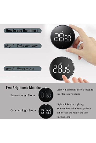 RICHIE Şarjlı led ışıklı zamanlayıcı geri sayım saati dijital timer yemek piş...