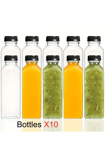 Choice 12 أونصة، غطاء أسود، 10 قطع، زجاجات عصير بلاستيكية تدوم طويلاً، مقاومة...