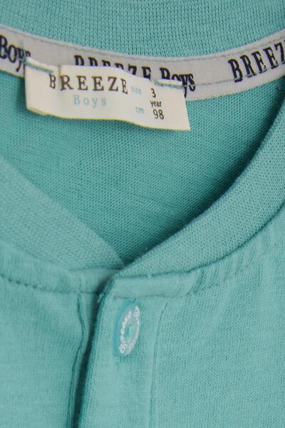 Breeze Baby Boy Long Sleeve T-Shirt with Pockets Buttons Embroidered 9 Months-3 Years, Mint Green