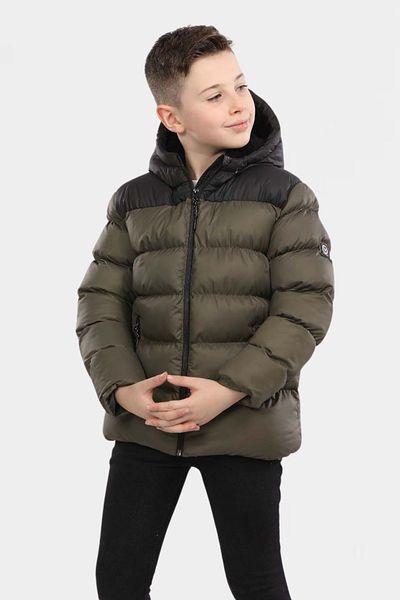 VODENS Boy's Khaki Piece Fleece Inside Fur Waterproof Winter Thick Hooded Coat