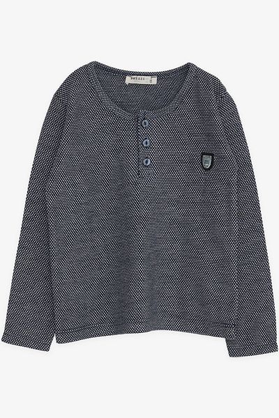 Breeze Baby Boy Long Sleeve T-Shirt Patterned Emblem 9 Months-3 Years, Navy Blue
