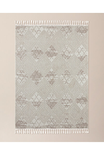 Madame Coco Clavier Saçaklı Halı - Kemik - 80x150 cm