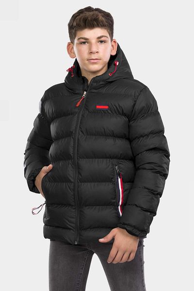 VODENS Boy's Black Fur Lined Waterproof Winter Thick Hooded Coat