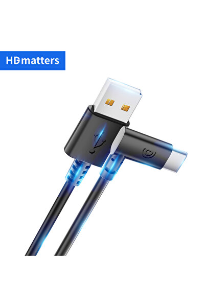 Choice كابل شحن USB بزاوية 0.3 متر من النوع A ذكر إلى النوع C ذكر، مناسب لشاح...