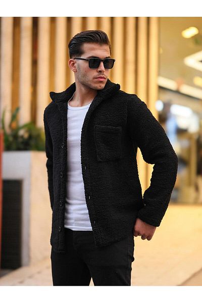 Valiberta Single Pocket Plush Jacket - Black
