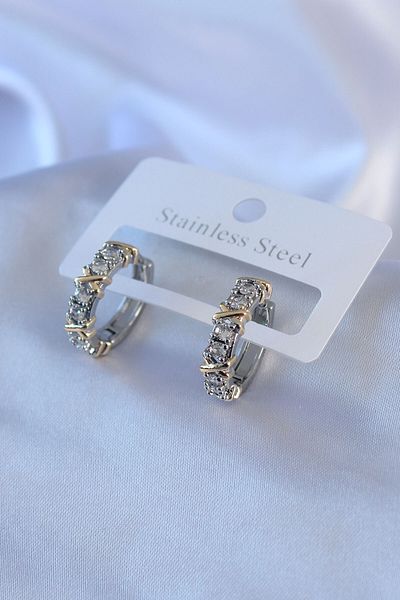 E BULURUM 316L Steel Silver Color Zircon Stone Xoxo Model Women's Earrings