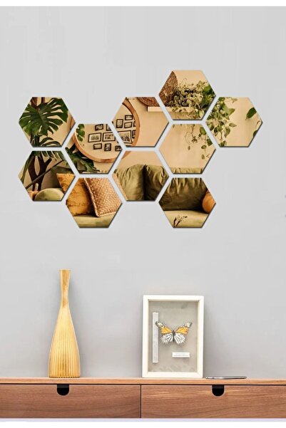 Numa Concept Altıgen Bal Peteği Aynalı Gold Pleksi Duvar Dekorasyon Lazer Kes...
