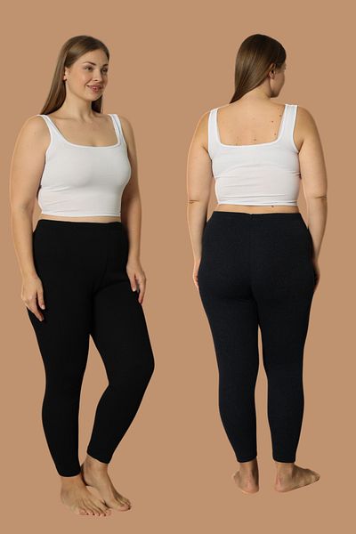 DONEX Women's Cotton Mesh Thick Winter Fabric Large Size Long Leggings