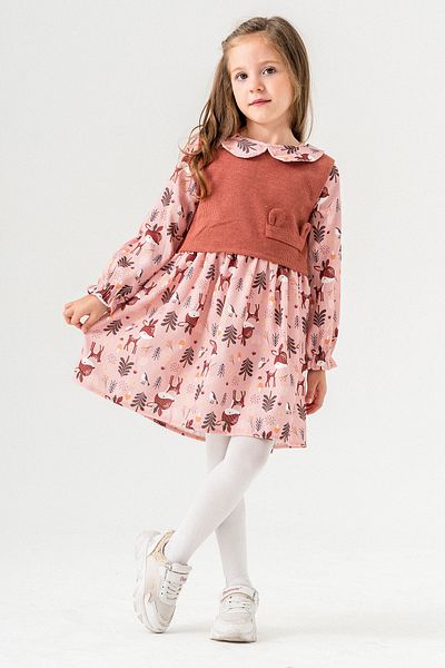 Cansın Mini Rochie de fetiță cu modele drăguțe din gresie cu pulovere 19551