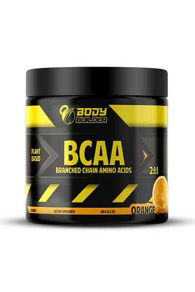 Body Builder Bcaa - 5000 Mg Of Bcaa - Orange Flavour - Helps For Quick Recovery, 180gm,30 Servings