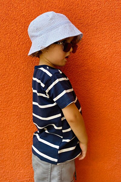 Breeze Boy's T-Shirt Placket Striped 1-4 Years, Navy Blue