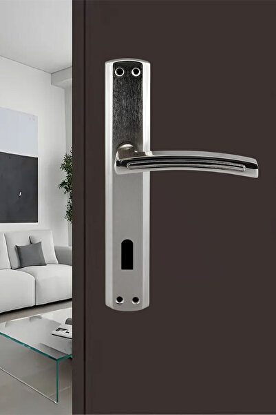 Badem10 Armoni Oda Kapı Kolu Nikel İnox Aynalı Sağa Sola Uygun Ön Arka Oda Kapısı 1 Takım