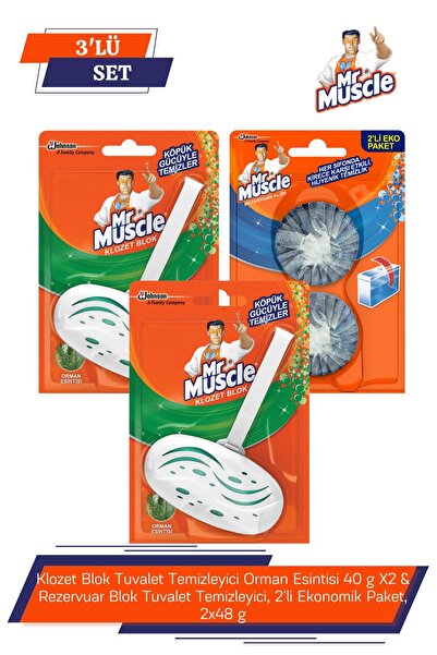 Mr. Muscle Klozet Blok Tuvalet Temizleyici Orman Esintisi 40 g X2 & Rezervuar...