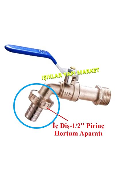 Işıklar Bahçe Musluğu Ve Batarya Musluk Hortum Takma Aparatı-rekor-pirinç-iç Dişli-1/2 Kelepçe Hediyeli