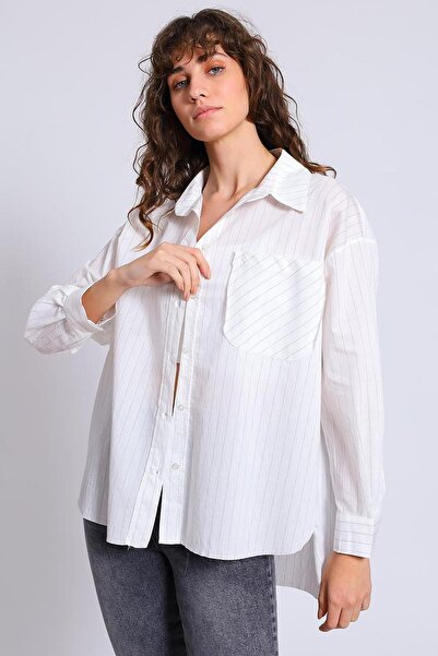 TENA Cămașă de damă cu dungi gri