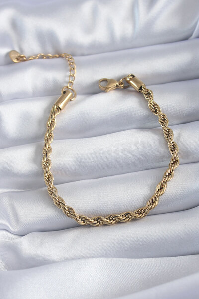 Nehir 316L Steel Gold Color Twist Model Women's Bracelet Valentine's Mother's...