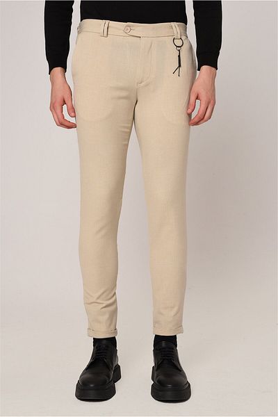 Antioch Beige Men's Slim Fit Trousers with Accessories