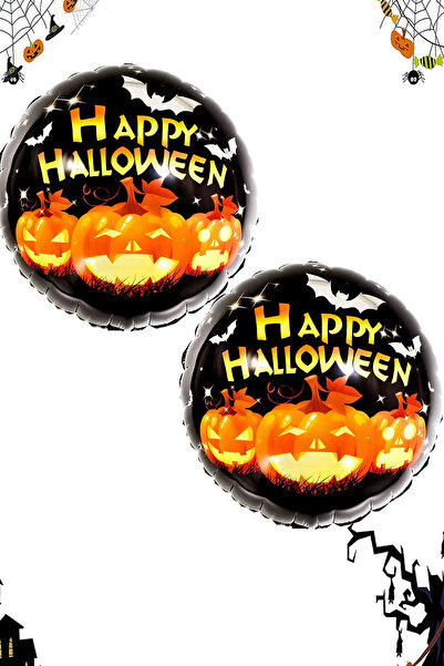 Parti dolabı 45cm Happy Halloween Balloons - 2 Pumpkin Printed Foil Balloons,...