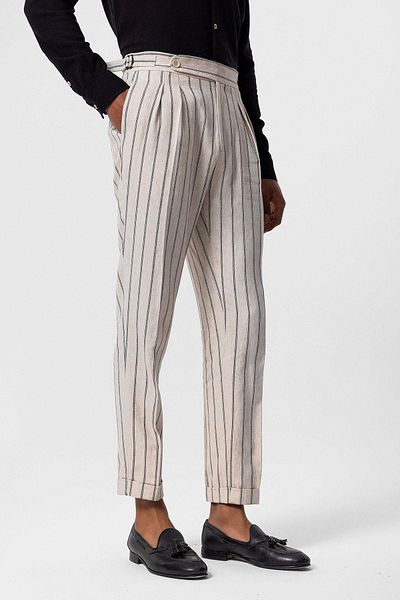 Antioch High Waist Linen Blended Black Men's Trousers