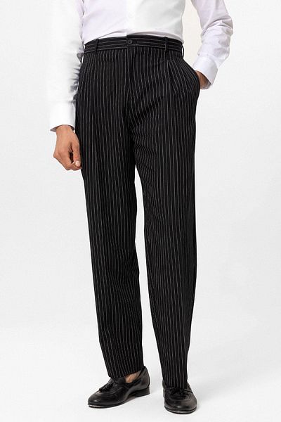 Antioch High Waist Black Striped Relax Fit Men's Trousers