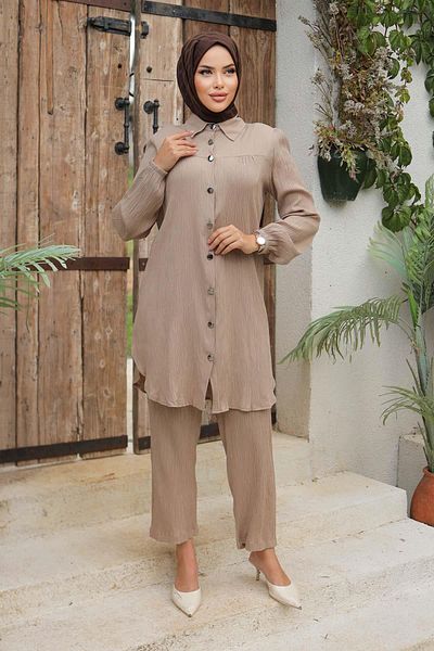 MİSSKAYLE Σετ Hijab Mink με λεπτομέρεια με κορδόνι