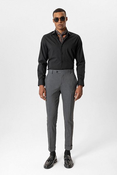 Antioch Gray Regular Fit Double Leg Men's Trousers