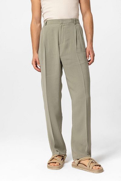 Antioch Khaki High Waist Pleated Baggy Men's Trousers