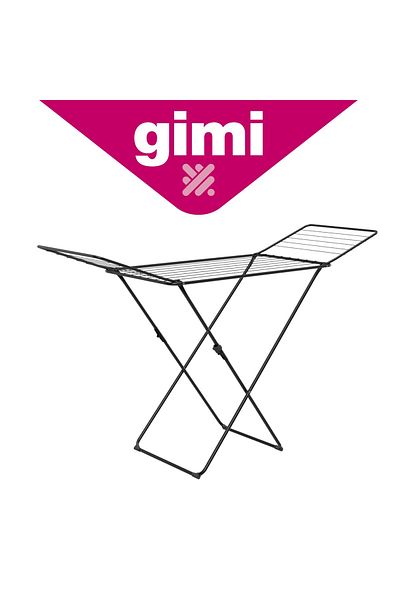 Gimi رف تجفيف معدني قابل للطي X-Leg Glory بطول 18 مترًا مع عجلات