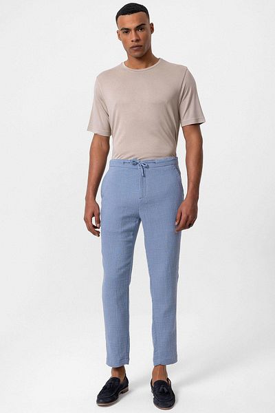 Antioch Men's Blue Regular Fit String Trousers