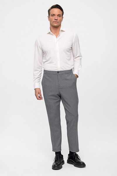 Antioch Gray Elastic Waist Regular Fit Men's Trousers