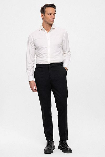 Antioch Black Elastic Waist Regular Fit Men's Trousers