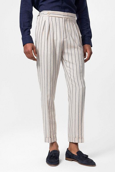 Antioch High Waist Indigo Linen Men's Trousers