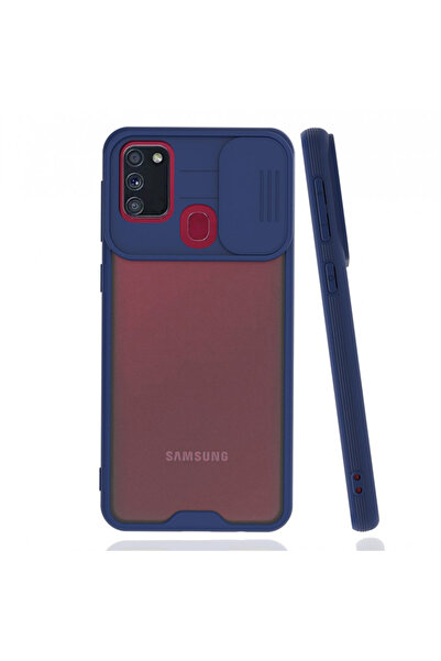 Nettech Samsung Galaxy M21 Uyumlu Platin Kamera Kızaklı Arka Koruma Kılıf - L...