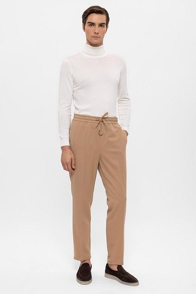 Antioch Dark Beige Elastic High Waist Men's Trousers