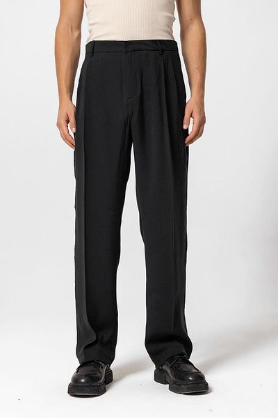 Antioch Black High Waist Pleated Baggy Men's Trousers