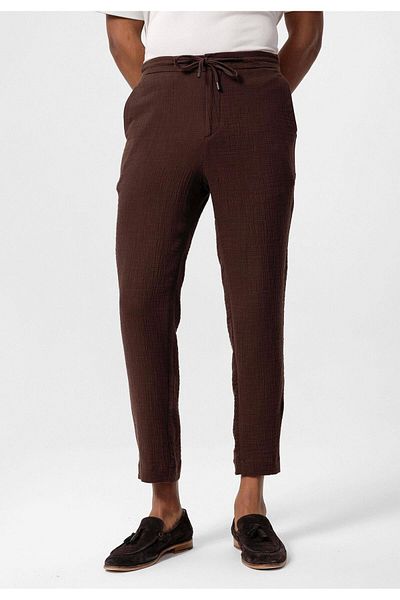 Antioch Men's Brown Regular Fit String Trousers