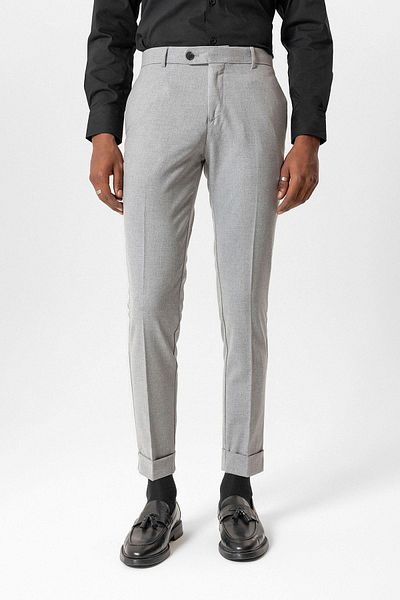 Antioch Light Gray Regular Fit Double Leg Men's Trousers