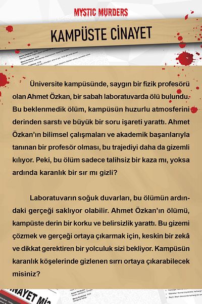 Planet Butik Prof. Dr. Ahmet Özkan Detective Murder Solving Game - Murder Case in Campus