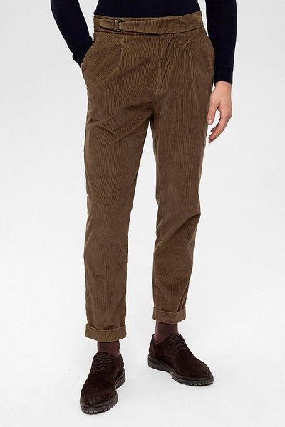 Antioch Milky Brown High Waist Double Leg Velvet Men's Trousers