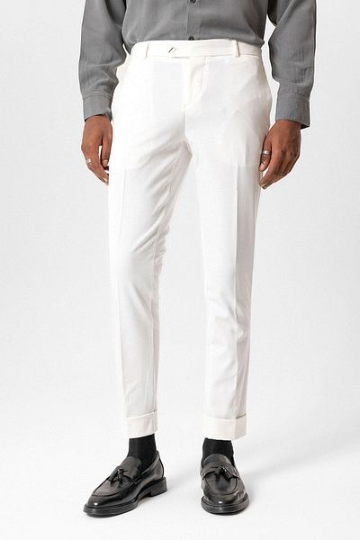 Antioch White Regular Fit Double Leg Men's Trousers