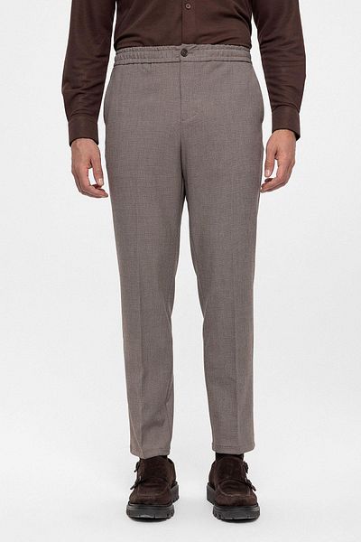 Antioch Beige Elastic Waist Regular Fit Men's Trousers