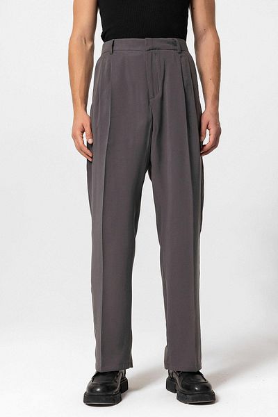 Antioch Anthracite High Waist Pleated Baggy Men's Trousers