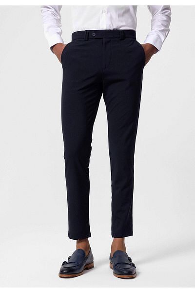 Antioch Ανδρικό υφασμάτινο παντελόνι Navy Blue Slim Fit με ίσια αξεσουάρ