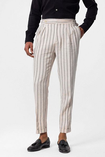 Antioch High Waist Linen Blended Black Men's Trousers