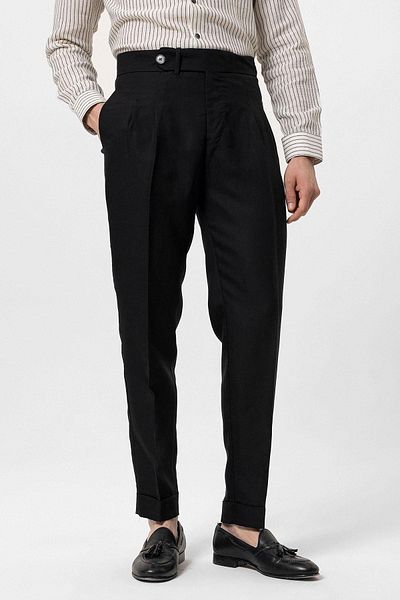 Antioch Black Double Leg High Waist Men's Trousers