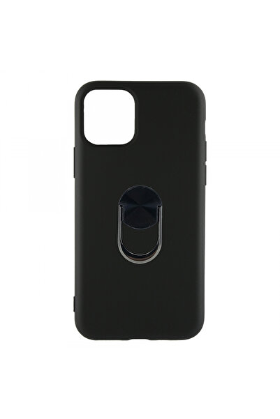 Nettech iPhone 11 Pro Max Compatible Leather Ring Nano Silicone Back Protection Case - Black