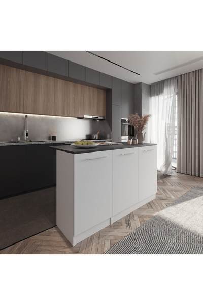 Tdesigno 180cm-Katirina-Katrina Mutfak Adası Alt Modül 180 cm-Tezgah Dahil-Ço...
