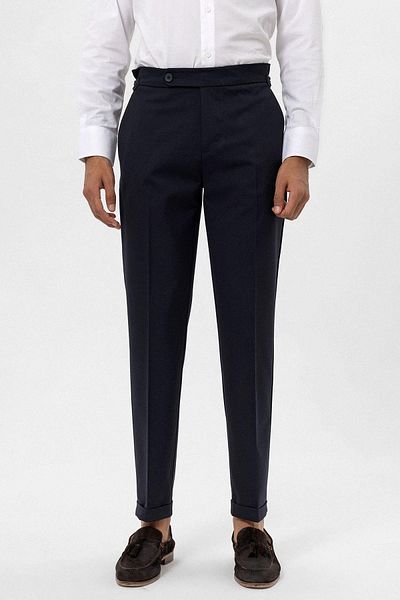 Antioch Navy Blue High Waist Regular Fit Men's Trousers