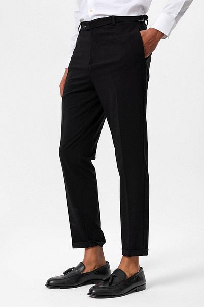 Antioch Black Slim Fit Double Leg Men's Trousers